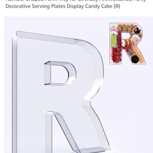 Clear Acrylic Letter R Serving Plate